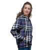 Blue Navy Plaid Tartan Women's Hoodie-grizzshop