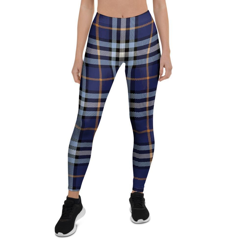 Blue Navy Plaid Tartan Women's Leggings-grizzshop