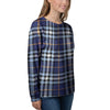 Blue Navy Plaid Tartan Women's Sweatshirt-grizzshop