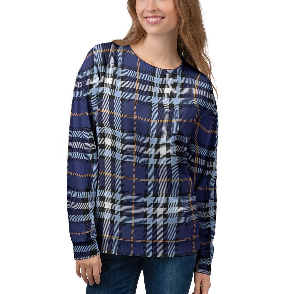 Blue Navy Plaid Tartan Women's Sweatshirt-grizzshop