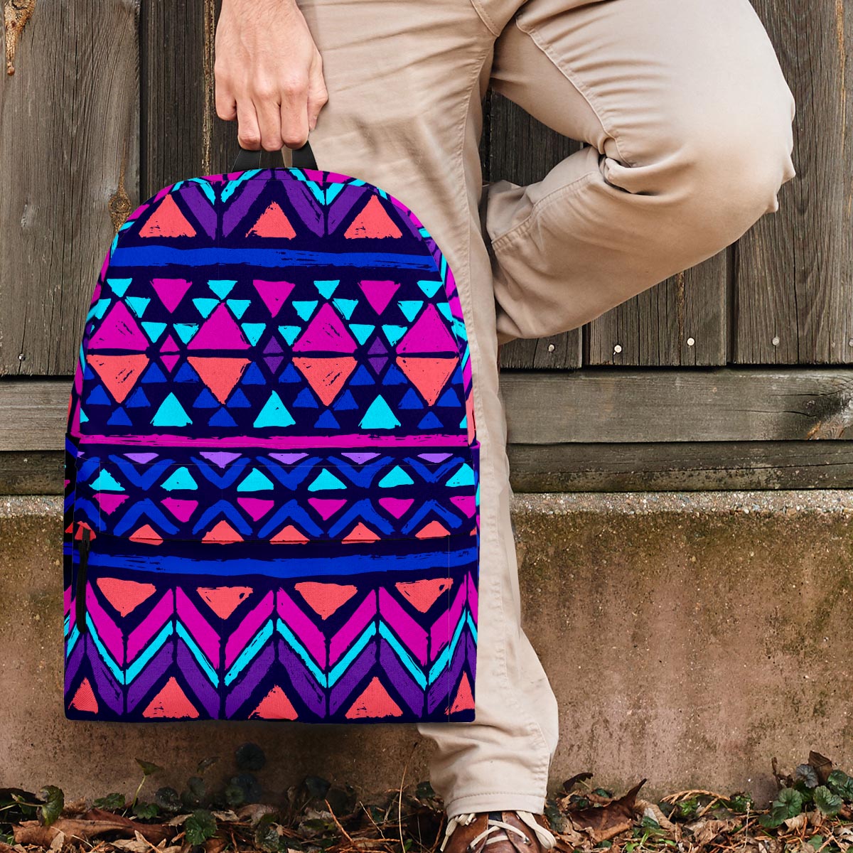 Blue Neon Color Indian Aztec Backpack-grizzshop