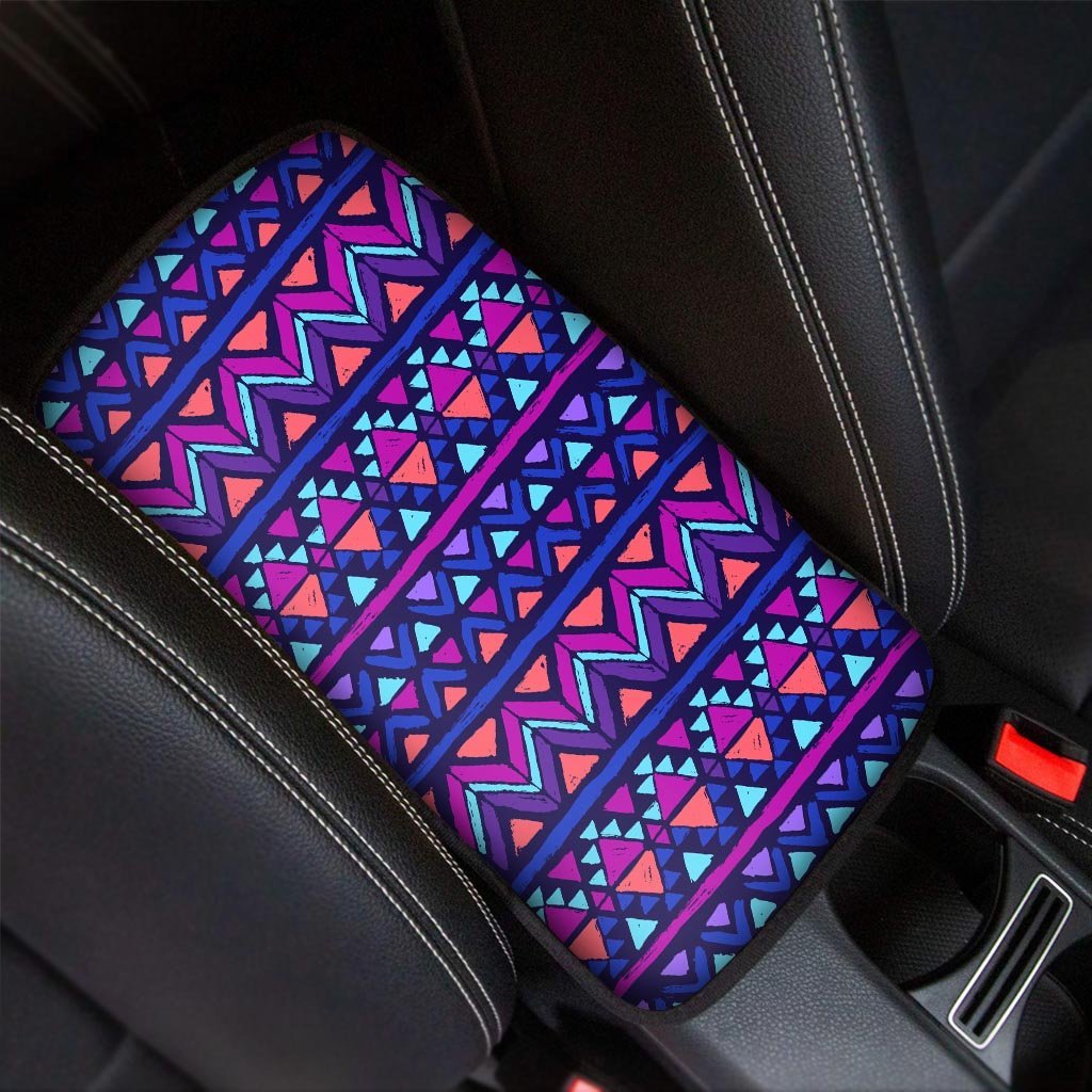 Blue Neon Color Indian Aztec Car Console Cover-grizzshop