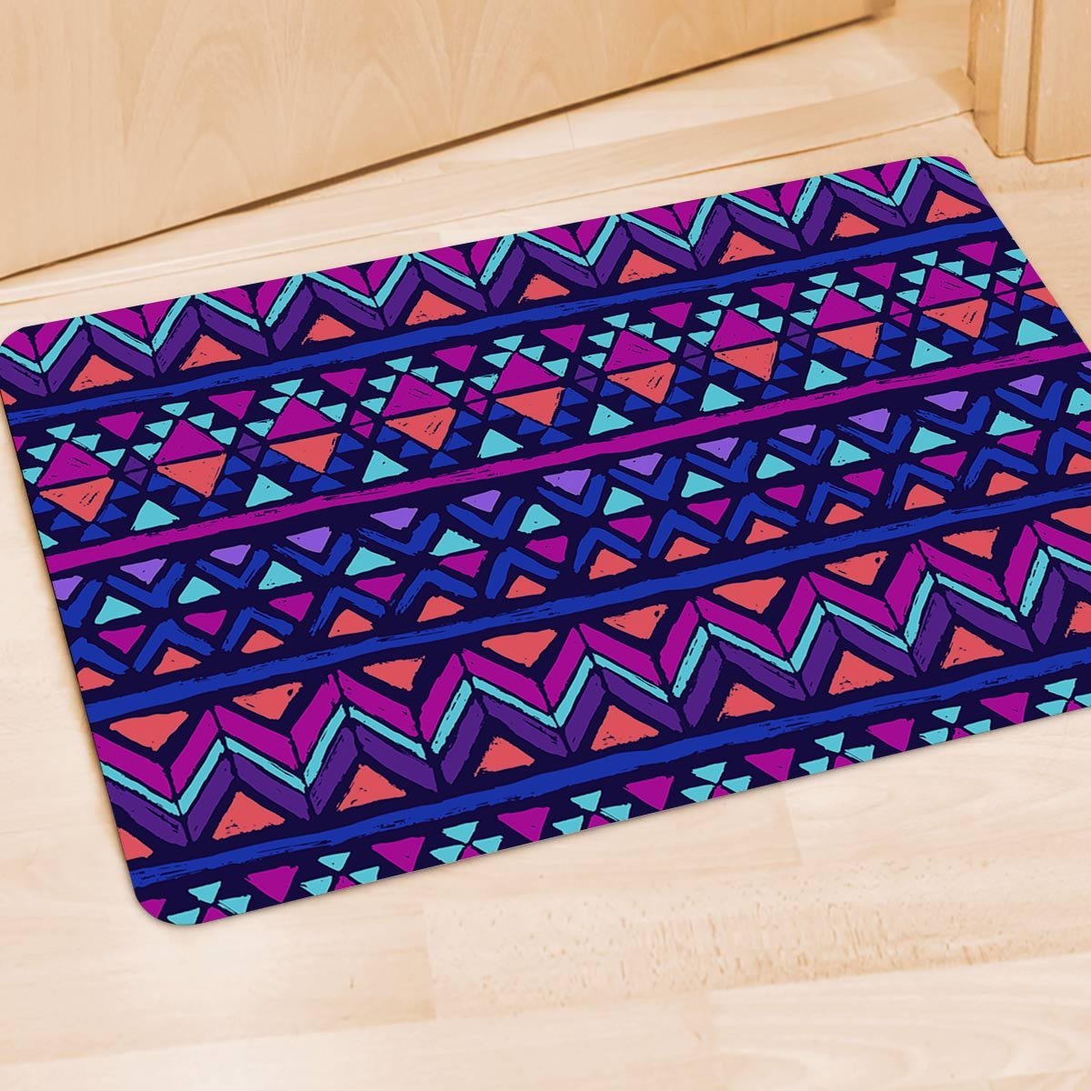 Blue Neon Color Indian Aztec Door Mat-grizzshop
