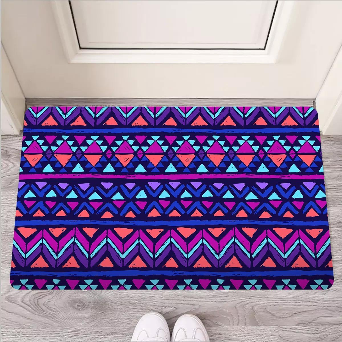 Blue Neon Color Indian Aztec Door Mat-grizzshop