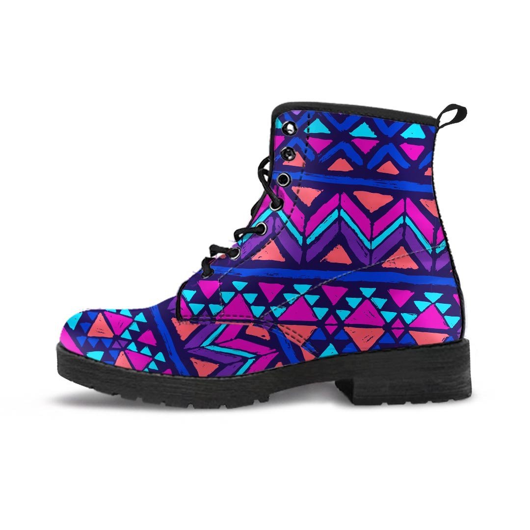 Blue Neon Color Indian Aztec Men's Boots-grizzshop
