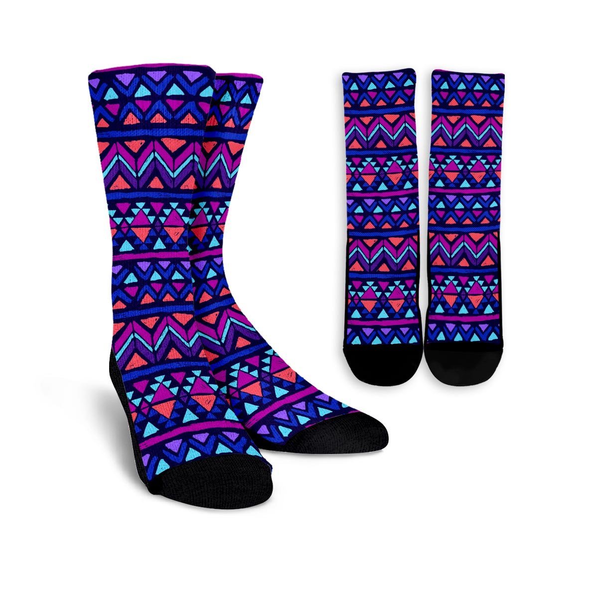 Blue Neon Color Indian Aztec Unisex Socks