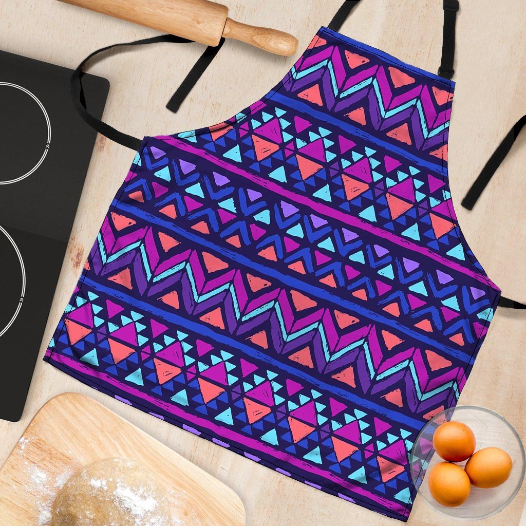 Blue Neon Color Indian Aztec Women's Apron-grizzshop