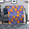 Blue Neon Pineapple Hawaiian Print Blanket-grizzshop