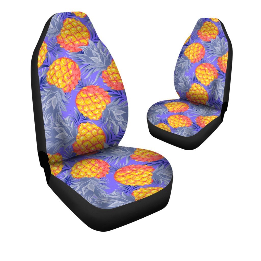 Blue Neon Pineapple Hawaiian Print Car Seat Covers-grizzshop