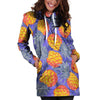 Blue Neon Pineapple Hawaiian Print Hoodie Dress-grizzshop