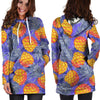 Blue Neon Pineapple Hawaiian Print Hoodie Dress-grizzshop