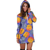 Blue Neon Pineapple Hawaiian Print Hoodie Dress-grizzshop