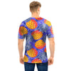 Blue Neon Pineapple Hawaiian Print Men T Shirt-grizzshop