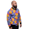 Blue Neon Pineapple Hawaiian Print Men's Bomber Jacket-grizzshop