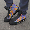 Blue Neon Pineapple Hawaiian Print Men's High Top Shoes-grizzshop