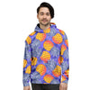 Blue Neon Pineapple Hawaiian Print Men's Hoodie-grizzshop