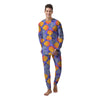 Blue Neon Pineapple Hawaiian Print Men's Pajamas-grizzshop