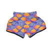 Blue Neon Pineapple Hawaiian Print Muay Thai Boxing Shorts-grizzshop