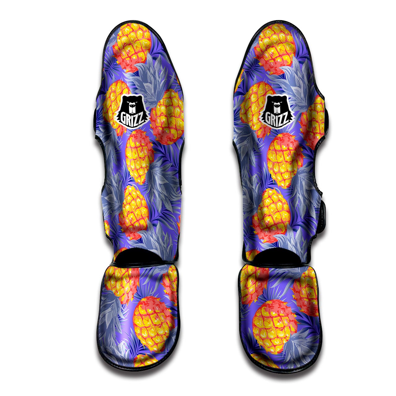 Blue Neon Pineapple Hawaiian Print Muay Thai Shin Guard-grizzshop