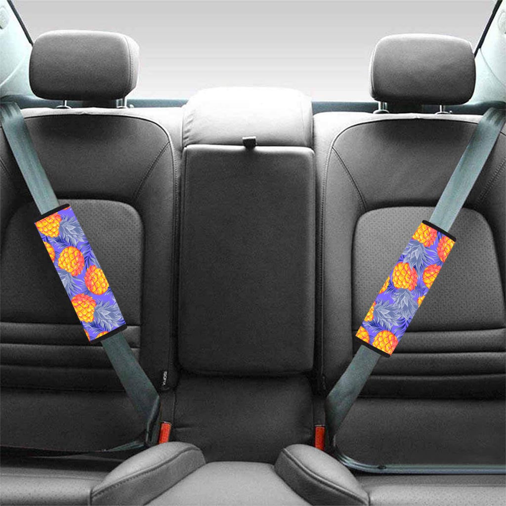 Blue Neon Pineapple Hawaiian Print Seat Belt Cover-grizzshop