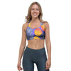 Blue Neon Pineapple Hawaiian Print Sports Bra-grizzshop