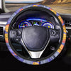 Blue Neon Pineapple Hawaiian Print Steering Wheel Cover-grizzshop