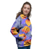 Blue Neon Pineapple Hawaiian Print Women's Hoodie-grizzshop