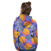 Blue Neon Pineapple Hawaiian Print Women's Hoodie-grizzshop