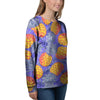 Blue Neon Pineapple Hawaiian Print Women's Sweatshirt-grizzshop