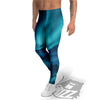 Blue Northern Lights And Mountain Print Men's Leggings-grizzshop