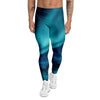 Blue Northern Lights And Mountain Print Men's Leggings-grizzshop