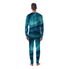 Blue Northern Lights And Mountain Print Men's Pajamas-grizzshop