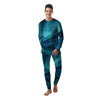 Blue Northern Lights And Mountain Print Men's Pajamas-grizzshop