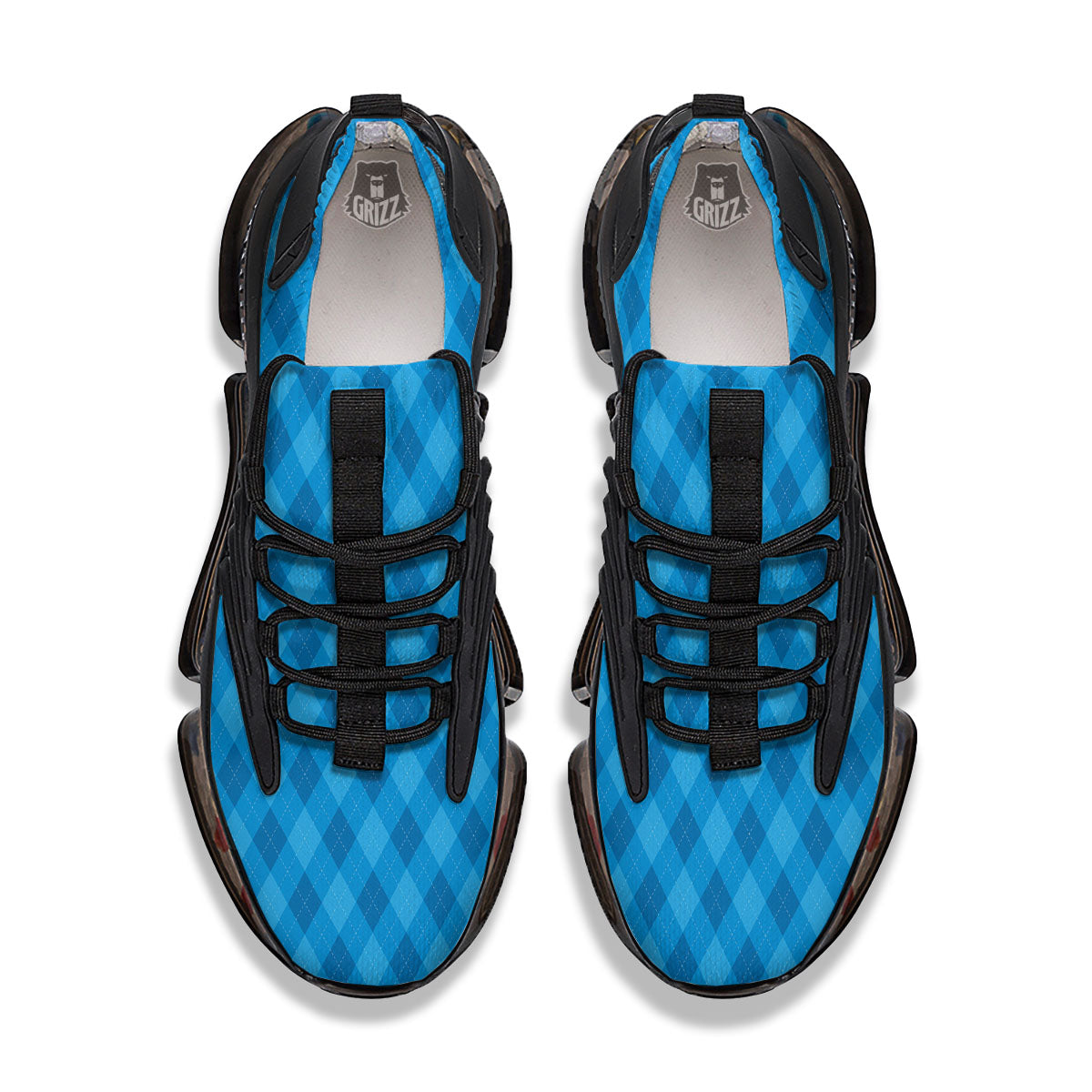 Blue Ocean Argyle Print Pattern Black Gym Shoes-grizzshop
