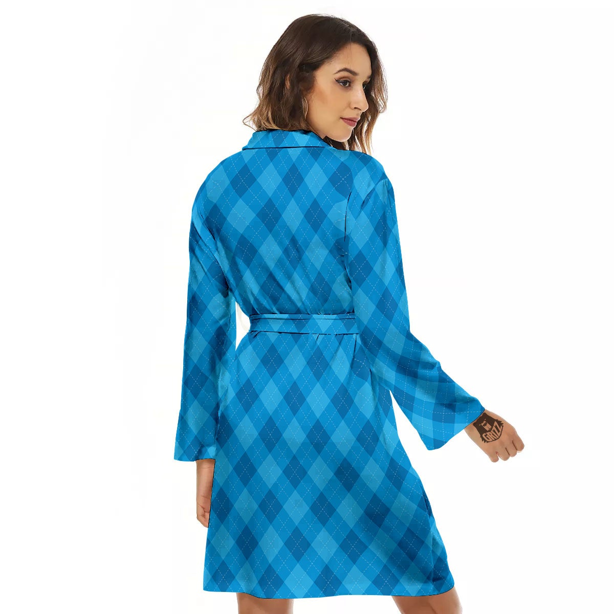 Blue Ocean Argyle Print Pattern Women's Robe-grizzshop