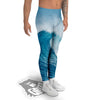 Blue Ocean Wave Print Men's Leggings-grizzshop