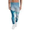 Blue Ocean Wave Print Men's Leggings-grizzshop