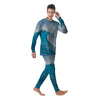 Blue Ocean Wave Print Men's Pajamas-grizzshop