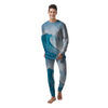 Blue Ocean Wave Print Men's Pajamas-grizzshop