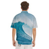 Blue Ocean Wave Print Men's Short Sleeve Shirts-grizzshop