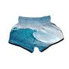 Blue Ocean Wave Print Muay Thai Boxing Shorts-grizzshop