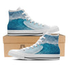 Blue Ocean Wave Print White High Top Shoes-grizzshop