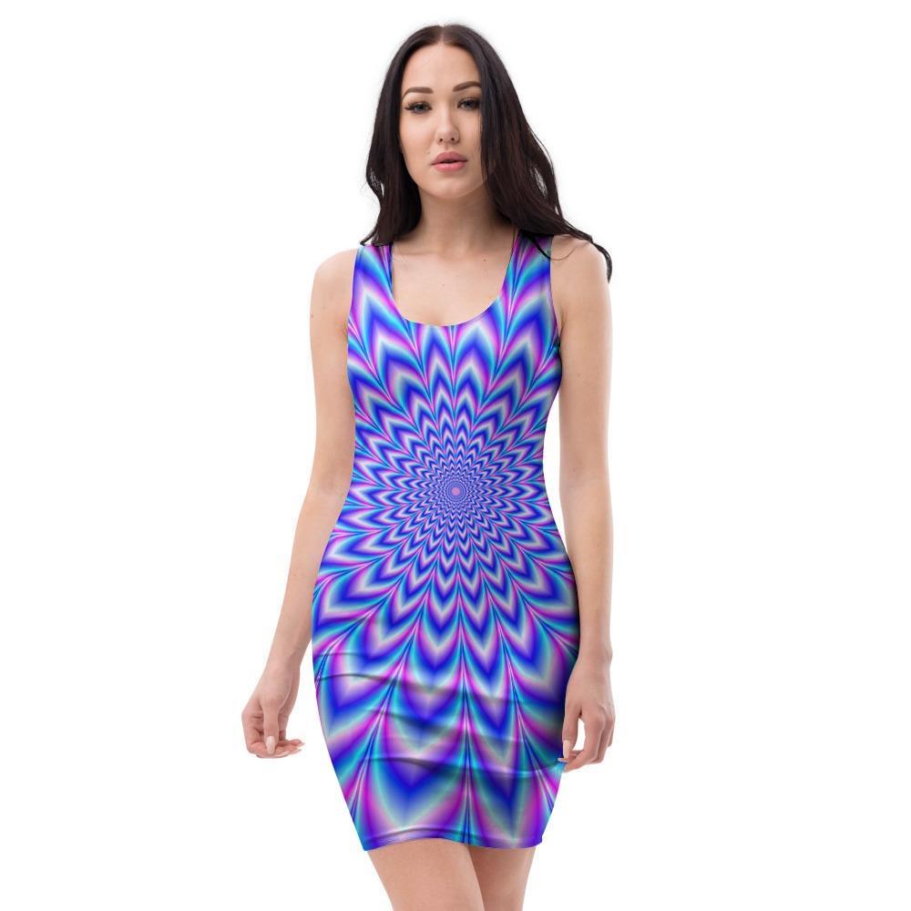 Blue Optical illusion Bodycon Dress-grizzshop