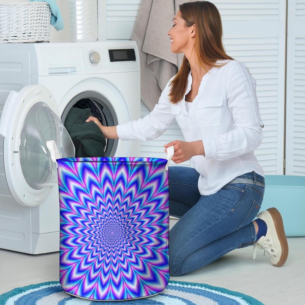 Blue Optical illusion Laundry Basket-grizzshop