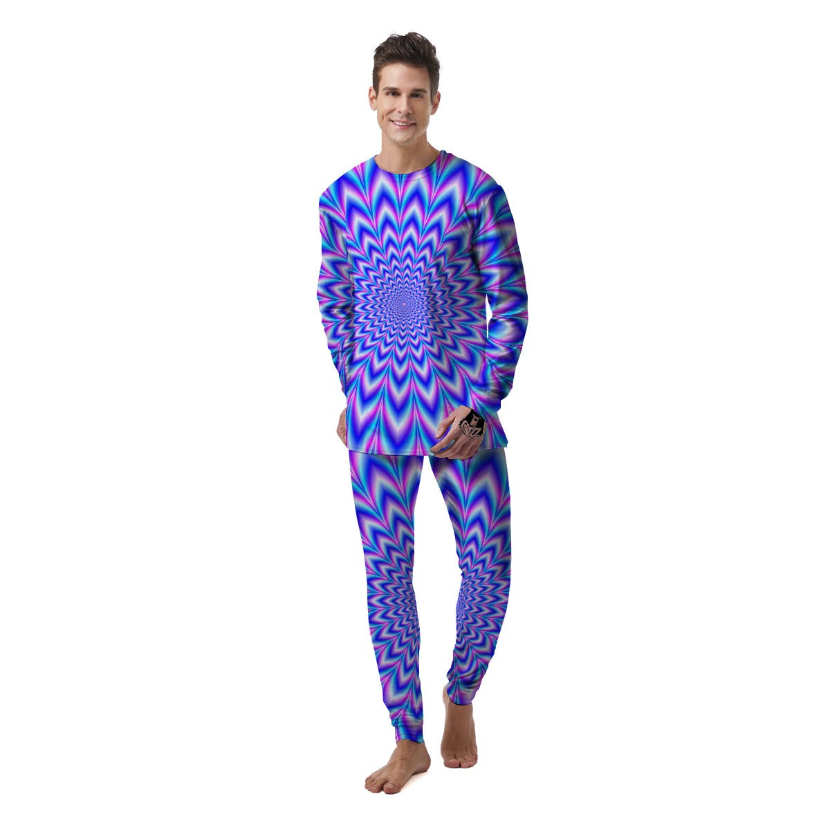 Blue Optical illusion Men's Pajamas-grizzshop