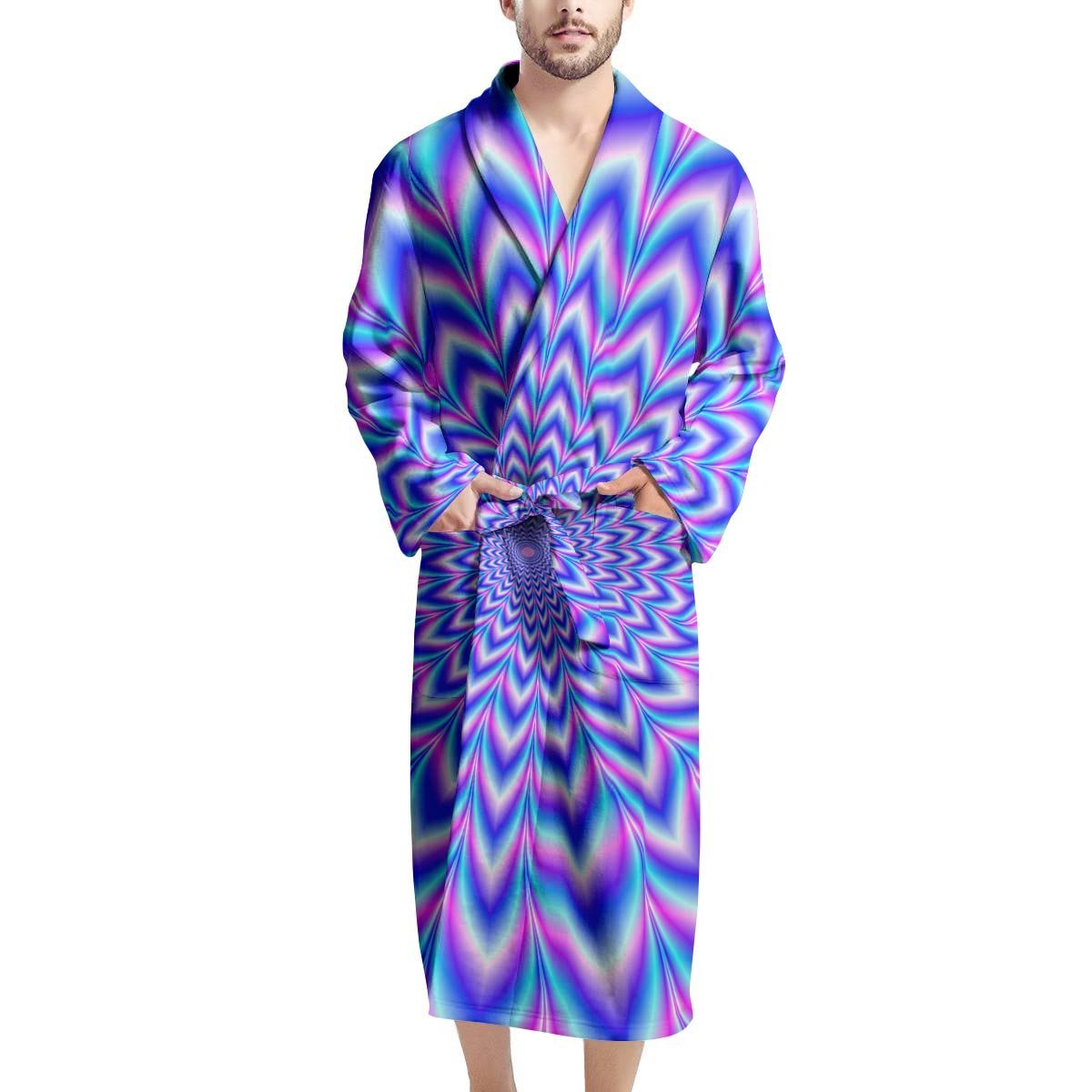 Blue Optical illusion Men's Robe-grizzshop