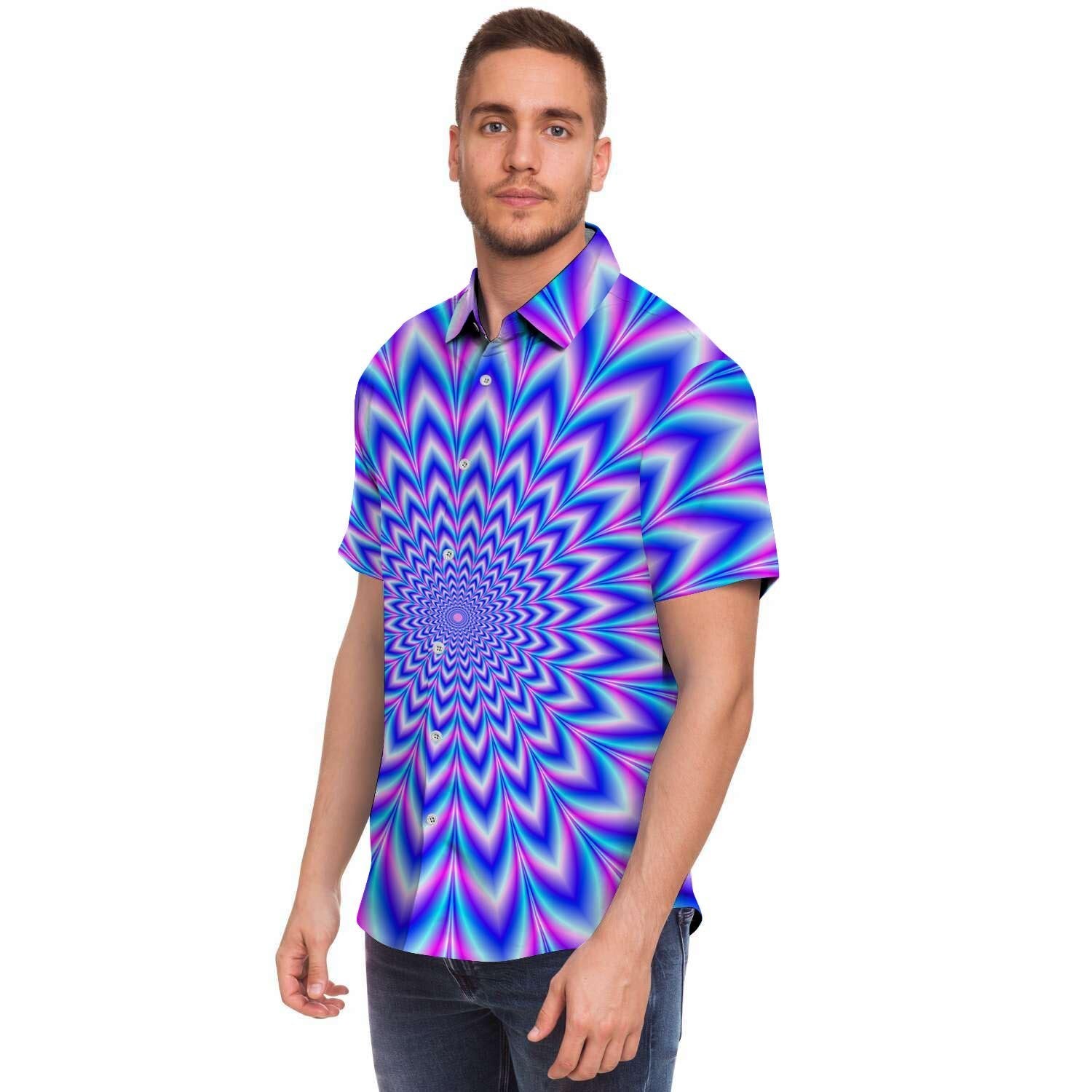 Blue Optical illusion Men's Short Sleeve Shirt-grizzshop