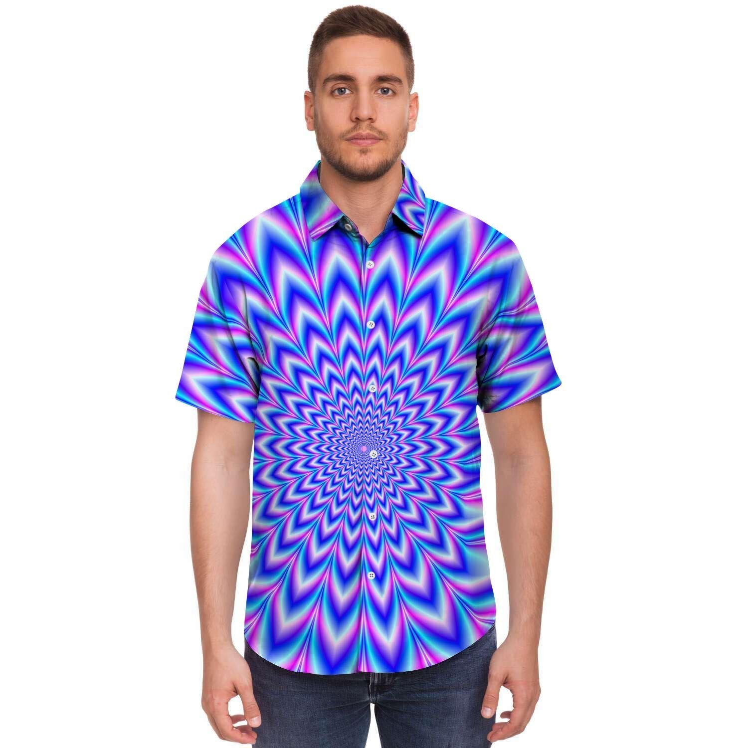 Blue Optical illusion Men's Short Sleeve Shirt-grizzshop