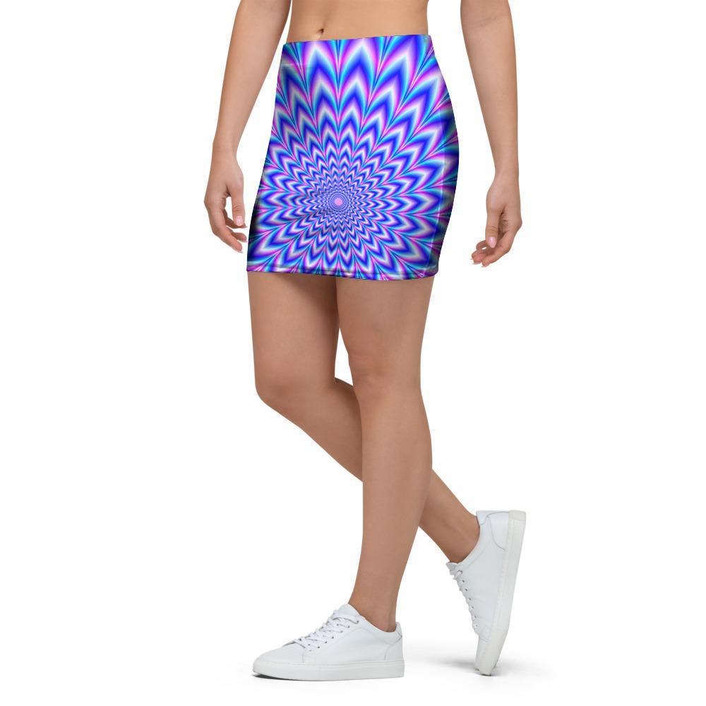 Blue Optical illusion Mini Skirt-grizzshop