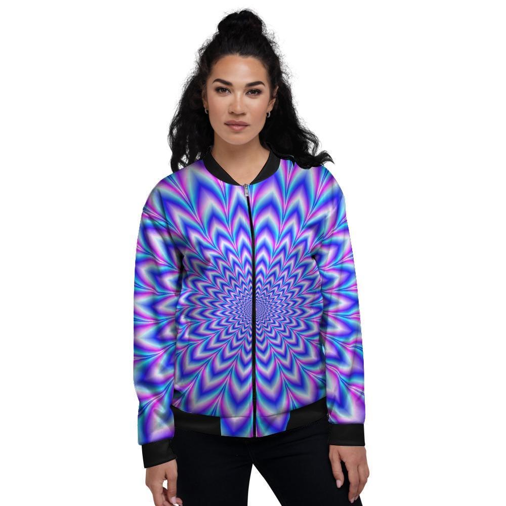 Blue Optical illusion Women's Bomber Jacket-grizzshop